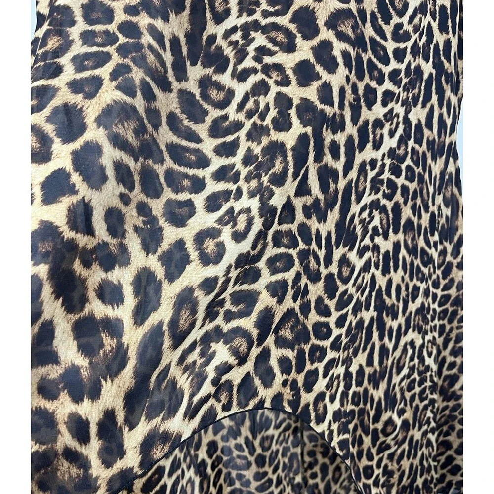 Cha Cha Vente Leopard Print High Low Top Plus 2X Tunic Short Sleeve Sheer Blouse - Picture 7 of 8
